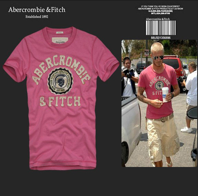 Abercrombie Fitch Hombres De Cuello Redondo Con Gente Fotos Corto Remera AF5608